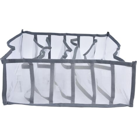 Organisateur à mailles pliable pour sous-vêtements, boîte de rangement respirante multi-compartiments pour chaussettes, soutiens-gorge et culottes.