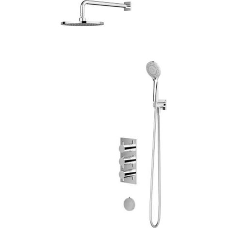 OMNIRES Y - Brauseset mit Unterputz-Wannenthermostat, mit Überlauffüllung, mit Einbaukörper, Durchmesser 25 cm, 5 Strahlarten, Chrom SYSYS01XCR (1/2)