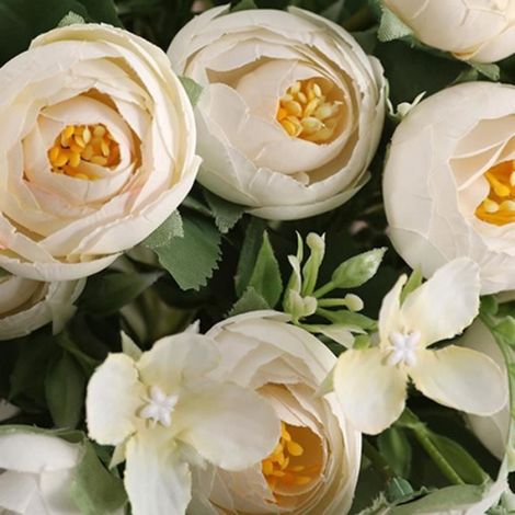 Bouquet Fleur Artificielle - Rose de Thé Vintage - 30 cm - Résistant UV Non Décolorant - Pour Décoration Mariage Maison Bureau - 1 Pièce (1/4)
