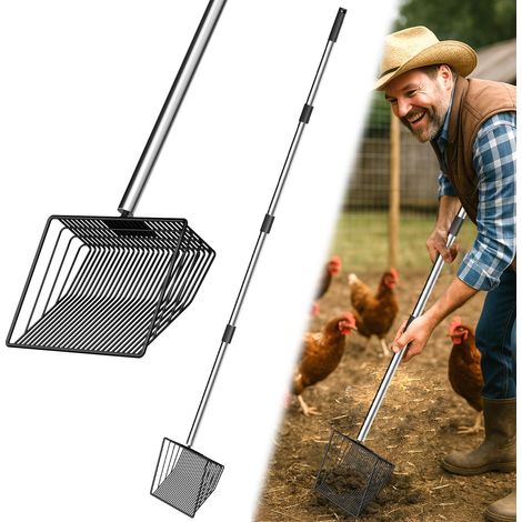 Pelle à fientes de poulet, pelle à crottes de poulet, pelle à main réglable pour le nettoyage, outils de nettoyage de poulet, pelle à tamis pour la séparation du poulet (M) (1/5)