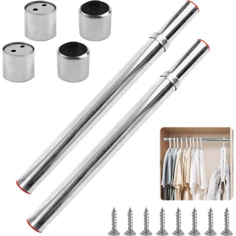 2 Pièces Barre Penderie Extensible Antidérapant Inox avec 8 Vis, 31-46cm (1/5)