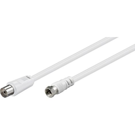 GOOBAY SAT-Antennenanschlusskabel F-Stecker/Koaxkupplung, weiß, 2,5 m (1/3)