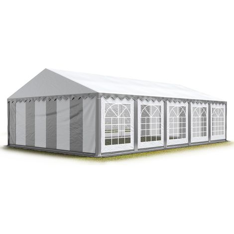 TOOLPORT Marquee 5x10 m Party Tent Heavy Duty PVC 700 N Waterproof Tarpaulin All Year Use Wedding Event grey-white