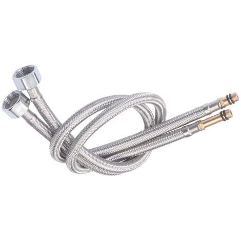 Tuyau D'ArrivéE D'Eau Tressé à Pointe Unique En Acier Inoxydable, Pour Eau Chaude Et Froide(2pcs)
