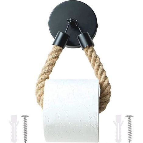 Porte Papier Toilette Corde Mural Vintage Support Papier Toilette Corde WC Corde De Chanvre Adhésif Porte-Serviette - 1Set
