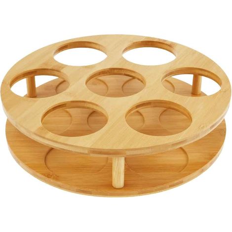 Organisateur Sirop - Plateau Tournant Bois 7 Emplacements - Pour Sirops et Alcools - 1 Pièce