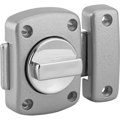 Verrou à bouton Alouette pour porte intérieure, 40mm, acier, époxy argent - (1/2)