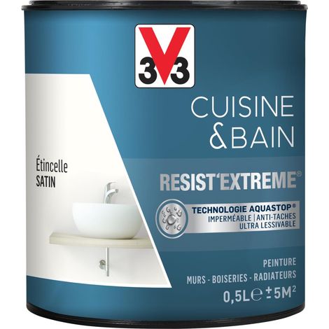 Peinture multi-supports monocouche Cuisine & Bain Resist'Extrême® V33 Etincelle satin 0,5L