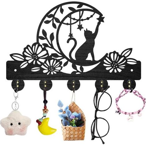 Perchero de pared de madera con 5 ganchos - Soporte decorativo para llaves para recibidor o cocina - Diseño de Kat & Maan (1/5)