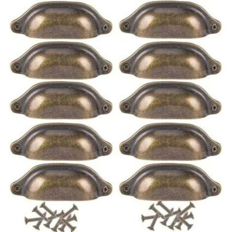10Pcs Poignée Coquille Rétro Poignee de Meuble Vintage pour Placards Armoire Commode Tiroirs (1/4)