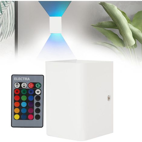 Applique murale RGBW avec télécommande 5W, en aluminium, style nordique moderne et minimaliste, idéale pour une chambre, un couloir, un salon ou un escalier. Coque blanche décorative. (1/5)