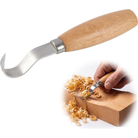 Couteau Sculpture Bois,Couteau à Crochet Ergonomique pour Sculpture sur Bois,et Sculptures Créatives, Adapté aux Sculpteurs Débutants et Confirmés pour Finitions Détaillées (1/5)