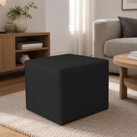 Pouf Accumoli, Forme Cubique, Poids Supporté 90 kg Made in Italy, 40x40x42h cm Noir (1/4)