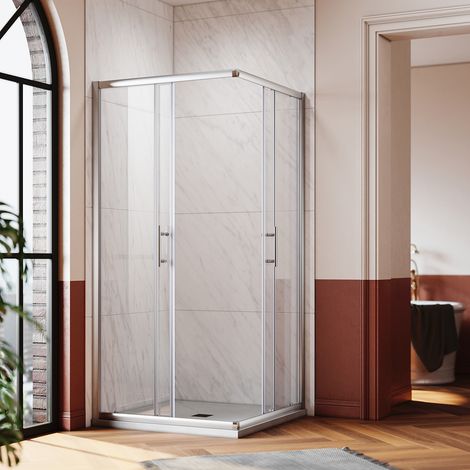 SONNI Eckeinstieg Dusche Duschkabine Duschabtrennung Duschwand mit schiebetür H:195cm 90x80cm,Schnellfreigabefunktion,Spritzwasserschutz (1/5)