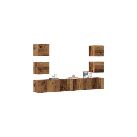 Meubles TV muraux 6 pcs vieux bois bois d'ingénierie (1/5)