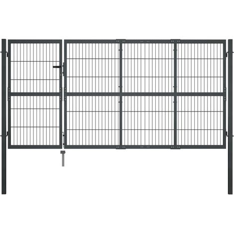 Portillon avec poteaux Acier 350 x 120 cm Anthracite (1/5)