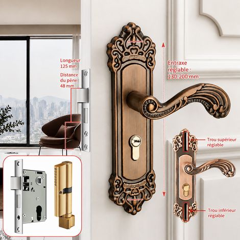 Serrure mécanique à poignée rouge antique avec corps de serrure 125/48 125 48 réf 8043 2 kg – Livraison gratuite