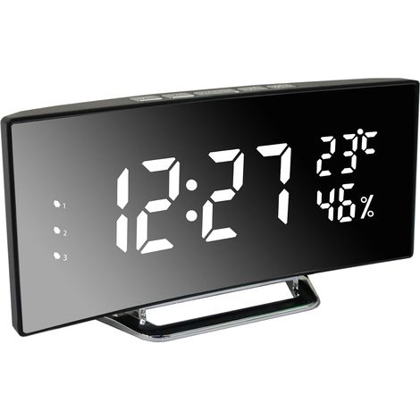 Digital Alarm Clock, LED Digital Clock with Temperature/Snooze/2 Alarms/12/24 Time, Five Function Buttons (1/4)