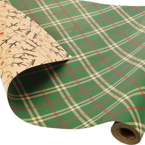Rouleau de papier cadeau de Noël en papier kraft recyclable (1/5)