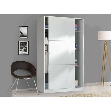 Guardaroba 2 Ante - 3 Ripiani Appendiabiti, Bianco, -, 120x200h cm Cumana (1/4)