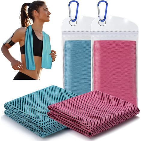 Serviette rafraîchissante, lot de 2, 100 x 30 cm, serviette rafraîchissante, serviette de golf, serviette en microfibre pour la salle de sport, le sport, les voyages, le yoga (1/5)