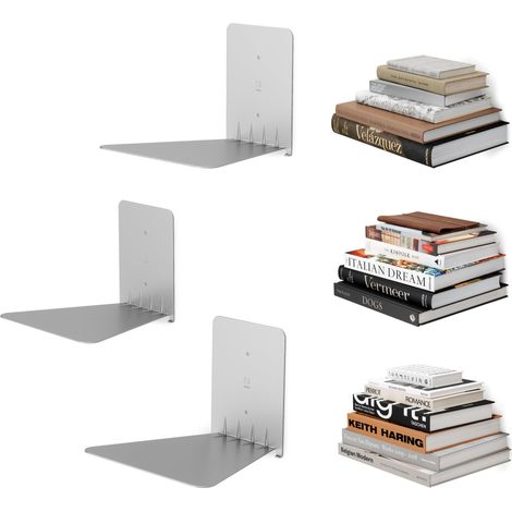 Étagère Murale Invisible, Lot de 3, Grand, Argent (1/5)