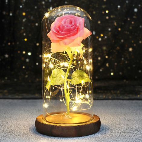 Rose de mariage LED « Enchanted Galaxy » avec lumières de dôme, cadeau pour la Saint-Valentin pour mère, cadeau de Noël, style La Belle et la Bête (1/4)