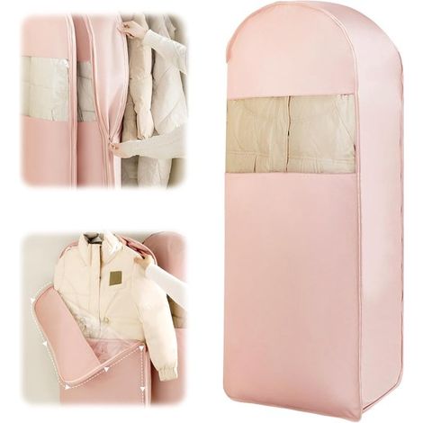 Sacca porta abiti da appendere con cerniera autocomprimibile,sacca salvaspazio per piumini,1 pezzo (rosa)