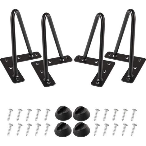 Patas de horquilla de 15 cm, juego de 4, patas de metal para muebles de mesa DIY, ideales para mesa de comedor, escritorio, estilo moderno (15 cm, negro) (1/5)