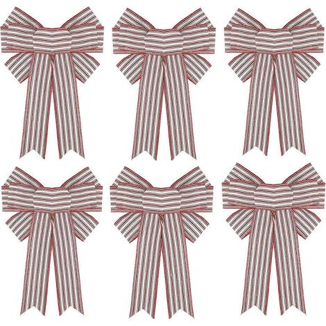 6er-Set Christbaumschleifen, Leinen-Weihnachtskranz, Christbaumschmuck, Partys, Hochzeit