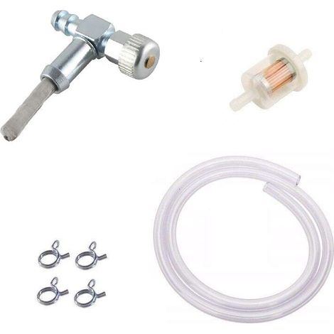 Kit essence robinet 951-0171 métal + filtre + durite + collier compatible avec MTD 751-0171 Toro Wheel Horse Scag 90° tondeuse tracteur (1/3)