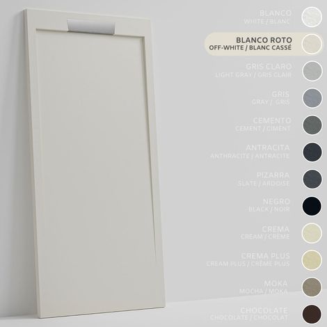 SOULBATH Receveur de Douche - Résine - Gel Coat - Texture Lisse/Pierre - BLANC CASSÉ - Antidérapant- 130x80 Extra plat 3cm- Conception Élégante (1/5)