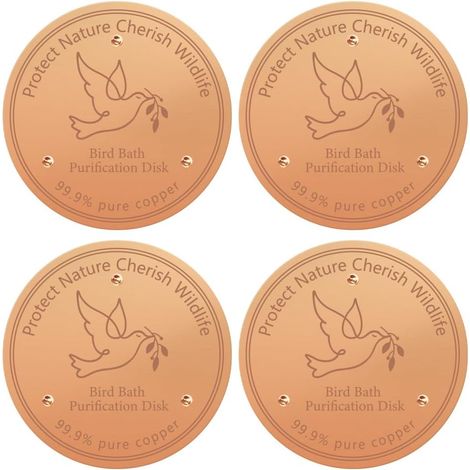 4Pcs Disque de Baignoire pour Oiseaux en Cuivre Disques en Cuivre Pur 99.9% 10cm Prévention Naturelle des Algues Support à Trois Points pour Oiseaux pour Toutes Saisons Extérieur (1/5)