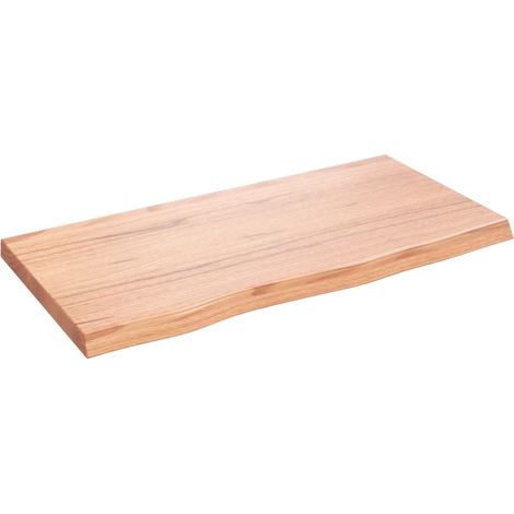Dessus de table marron clair bois chêne massif traité (1/5)