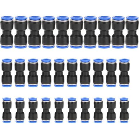 30 pezzi di connettori pneumatici dritti, raccordi a sgancio rapido in plastica per tubi da 6 mm, 8 mm e 10 mm