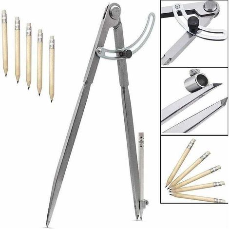 Compas pointu (300 mm / 12 pouces), grand marqueur avec porte-stylo pour tracer des cercles, pour le travail du bois, du métal et du cuir (1/4)