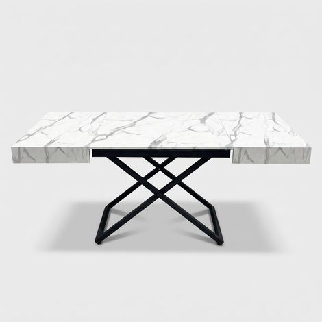 Tavolo allungabile di design 10 persone 120/220x80 Amsterdam - Effetto marmo bianco (1/5)