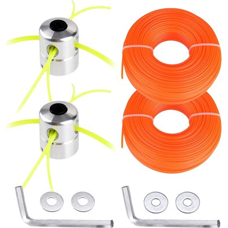 Lot de 2 têtes de débroussailleuse universelles en alliage d'aluminium avec bobines en nylon et lignes de 15 m (1/5)