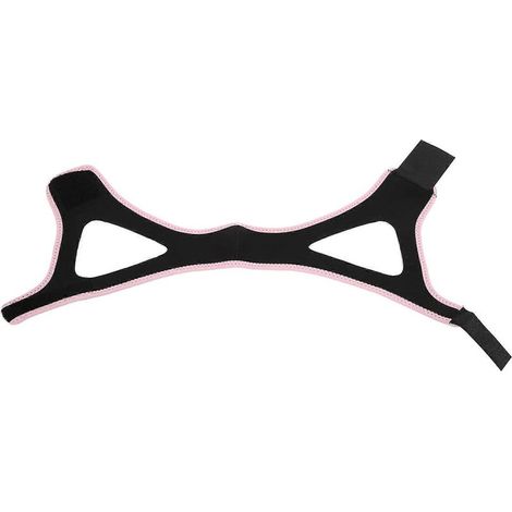 Mentonnière anti-ronflement réglable et respirante, ceinture de soutien de la mâchoire (noire avec bordure rose) (1/5)