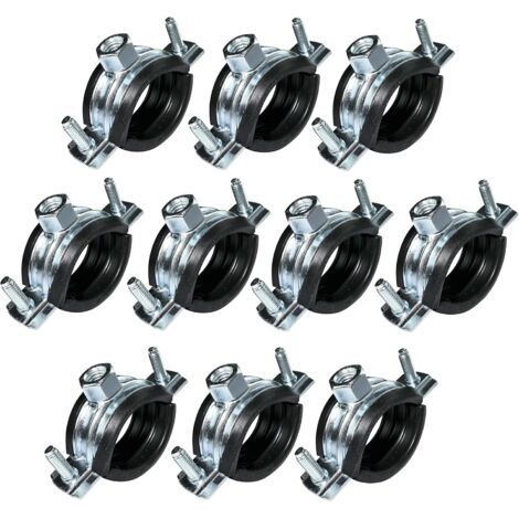 Lot de 10 Collier isophonique -support fixation avec joint - pour tuyau Ø 1'' 32-36mm - en acier zingué - à visser М8/М10 (1/5)