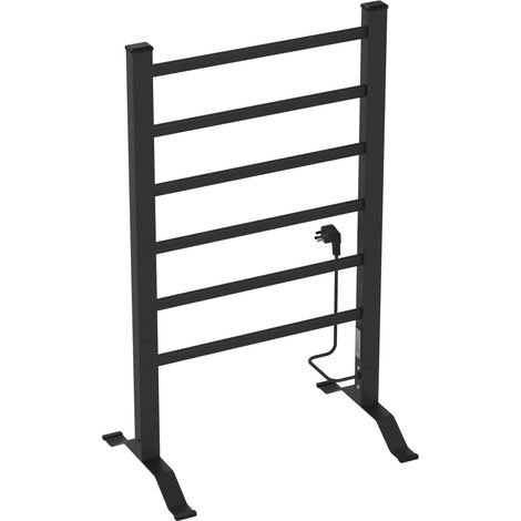 Sèche-serviettes électrique avec radiateur 85 x 55 cm 100 watts noir (1/5)