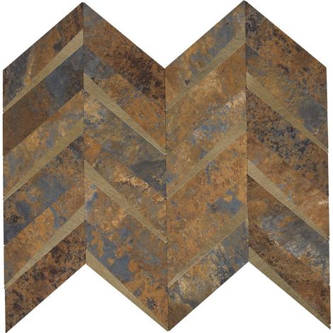 Set di 2 adesivi da parete mina 31x31 cm a motivo a spina di pesce marrone - Atmosphera créateur d'intérieur (1/3)