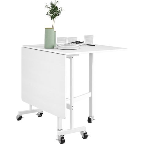 HOMCOM mesa plegable de comedor para 4-6 personas mesa de comedor plegable con ruedas y alas abatibles mesa abatible para cocina 120x80x73 cm blanco (1/5)