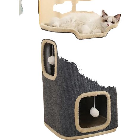 Casa para gatos, diseño de varios niveles, elementos interactivos, GRIS (1/2)