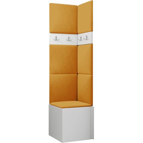 Meuble d'entrée Pinis XXI, Blanc, 186x42x46cm, Stratifié, Tissu, À poser, Murale