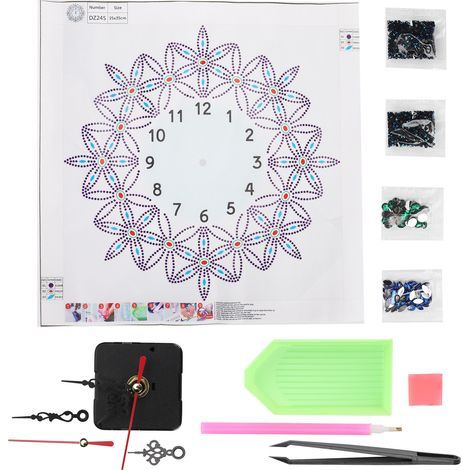 Kit de Peinture Diamant Horloge DIY Silencieuse, Décoration Murale pour Salon Artisanat DZ245 (1/5)