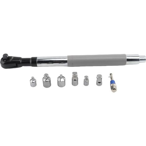 1/2-Zoll-Verlängerungsschlüssel mit abgewinkeltem Schaft, starkes Torsionsmoment, Stahl-Schlagverlängerung mit 6 Stecknüssen und 1 Adapterstange für enge Zwischenräume, grauer Griff. (1/2)