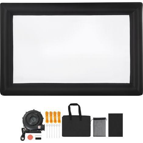 Mophorn Écran de projection gonflable de 610 cm en diagonale, format 16:9, fabriqué en tissu 600D lavable, avec sac de rangement inclus, facile à installer, idéal pour l'extérieur, cinéma maison