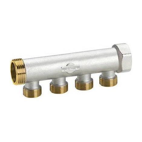 COLLECTEUR EN LAITON NICKELÉ AVEC DÉRIVATIONS M 24X19 Dimensions : 3/4 X 2 voies L. 85 mm