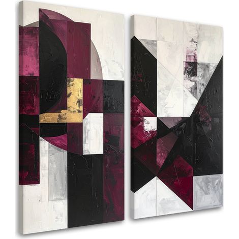 Set de tableaux sur toile  Formes bordeaux 2 x 20x40
